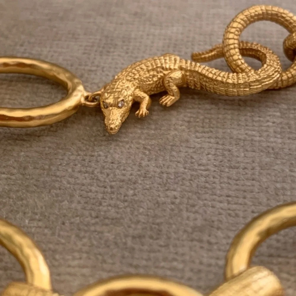 JULIE VOS  • RARE Alligator Link Statement Necklace